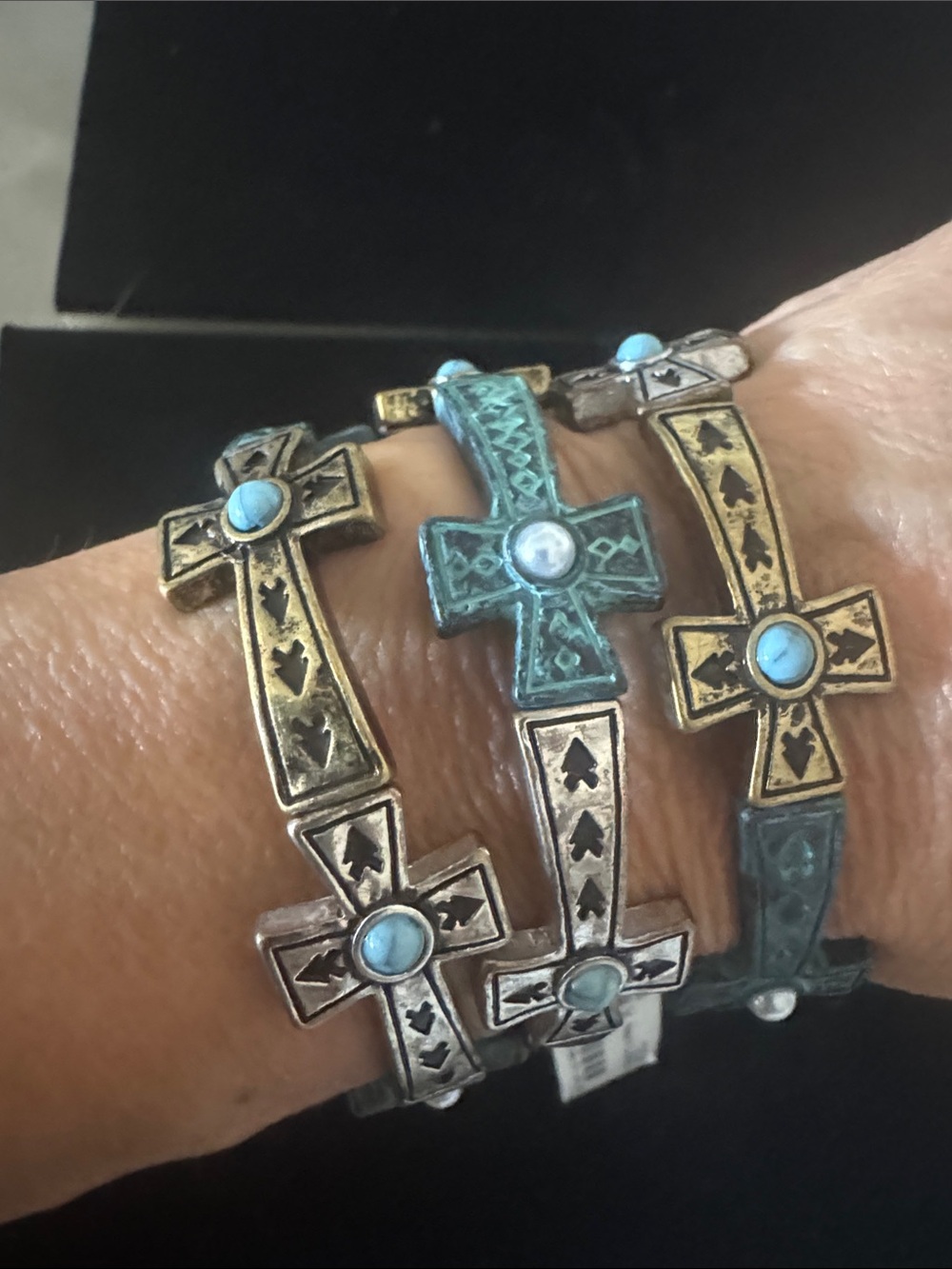 Turquoise Cross Cuff Bracelet - Women Jewelry